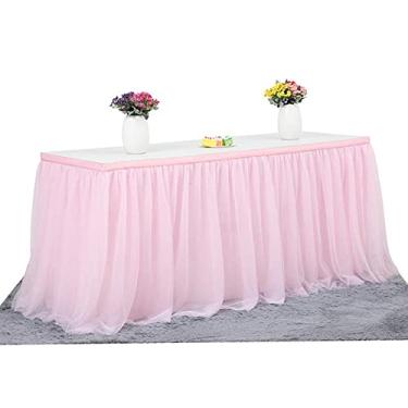 Imagem de Saia de Mesa Tule Artesanal Toalha Tecido Utensílios Decorativos para Retangular Redonda Decoração Casa Festa Casamento Banquete Piquenique