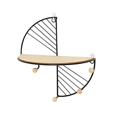 Imagem de A1DFDFGOQSFG Ganchos de parede para pendurar na parede gancho para casaco arte de ferro prateleira de armazenamento criativa de madeira flutuante rack de armazenamento suporte de sala de estar cabide