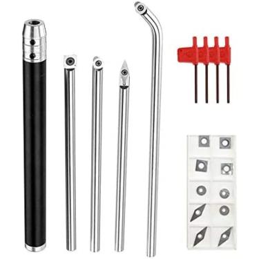 Imagem de Conjunto De Ferramentas Para Tornear Madeira Formão De Carboneto Com Cabo De Liga De Alumínio, Ferramenta De Tornear De Carboneto Para Artesanato Em Madeira Ou Faça Você Mesmo,Preto,Collector88