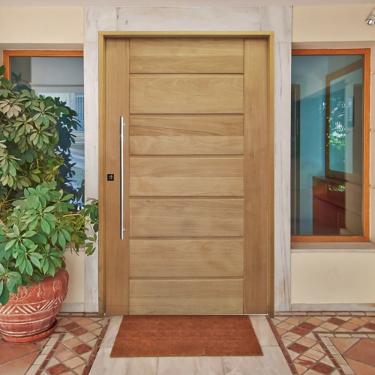 Imagem de Kit Porta De Madeira Pivotante 210X102Cm Batente 14Cm Fechadura 803 Rolete 3B Tauari