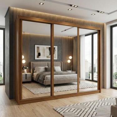 Imagem de Guarda-Roupa Caleb 270cm 3 Portas 2 Gavetas Super Glass Frassino/Off W