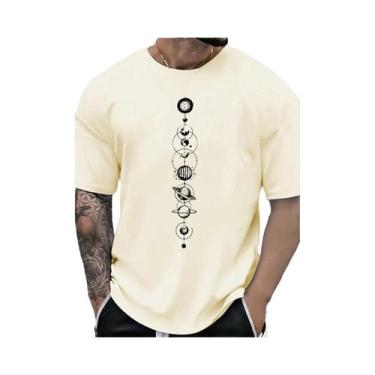 Imagem de Camiseta Masculina De Algodão Casual Esportiva De Verão Com Estampa De