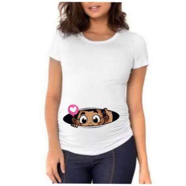Imagem de Camiseta camisa feminina menina chá revelação bebê grávida - Dog'S Cus