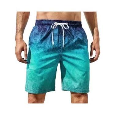 Imagem de Bermudas Masculinas Coloridas Com Estampa Gráfica Em Gradiente, Impres
