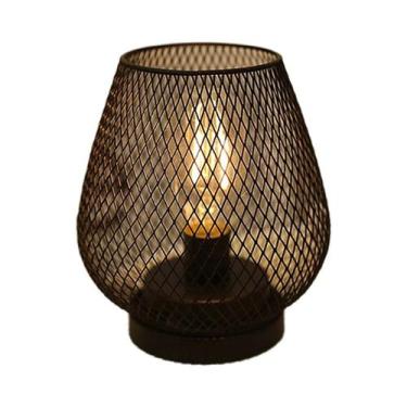 Imagem de Luminária De Mesa Estilo Industrial Com Tela De Seda Preta E Branca, L