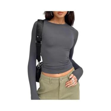 Imagem de Camisetas Femininas De Manga Longa Slim Fit Casuais Para Primavera E O