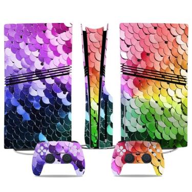 Imagem de Película de decalque para disco Ps5, capa adesiva de vinil de corpo inteiro para console e controle PlayStation 5 (edição de disco PS5, Blue Lightning) (glitter multicolorido, disco PS5 Pro)