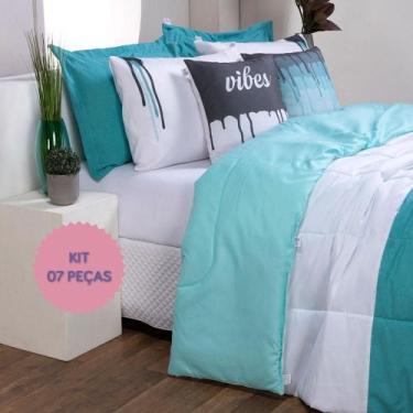 Imagem de Kit Conjunto de Edredom Hipercal 400 Fios Dupla Face em Tecido com Toq