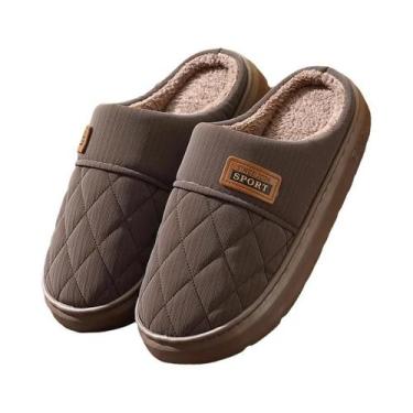 Imagem de Chinelos De Algodão Masculinos Para Inverno Antiderrapantes Quentes E 