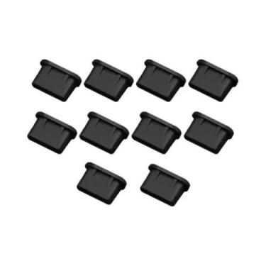 Imagem de Protetor De Porta USB-C De Silicone Preto, Tampa De Poeira Para Carreg