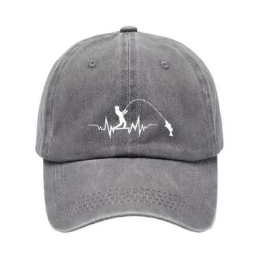 Imagem de Boné De Beisebol Unissex Retrô Com Estampa De Pesca Lavada, Proteção S