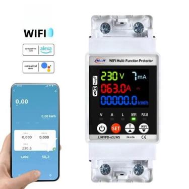 Imagem de Disjuntor Inteligente WiFi 63A Tuya Com Medidor De Energia, Protetor M