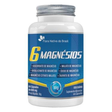 Imagem de 6 Magnésios Taurato Malato Bisglicinato Citrato 60 Capsulas 600mg-Unissex