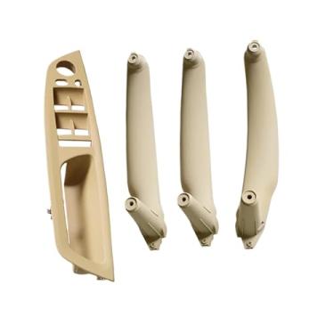 Imagem de Interior do carro dianteiro traseiro esquerdo direito maçaneta da porta dentro do painel da tampa substituição LHD RHD Compatível com BMW X5 X6 E70 E71 E72 2007 2008 2009 2010-2013(RHD Beige 4Pcs)