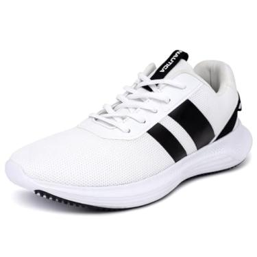 Imagem de Nautica Tênis masculino – Sapatos casuais elegantes e confortáveis para caminhadas e corrida na moda | Calçados atléticos com cadarço Manalapin, Manalapin preto e branco, 11