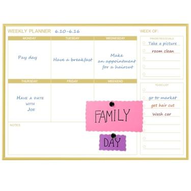 Imagem de Quadro branco apagável a seco, quadro branco para parede, quadro branco magnético para parede, quadro de mensagens com moldura de alumínio dourado, horizontal, 27 x 35 cm, quadro planejador para