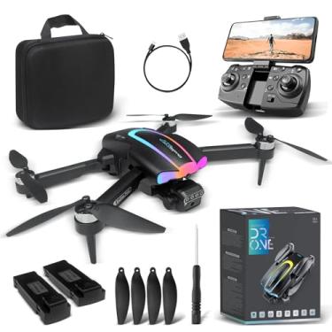 Imagem de Drone Dobrável 4K com Motor Sem Escova, Câmera Dupla, Posicionamento por Fluxo Óptico, Controle por Gestos e 2 Baterias, para Fotos e Vídeos Aéreos