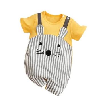 Imagem de Macacão De Algodão Unissex Para Bebê Recém-Nascido, Verão, Manga Curta