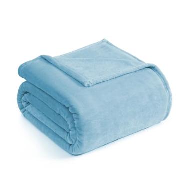 Imagem de Casa Platino Cobertor Queen Size – Manta de flanela leve 224 cm x 236 cm – Cobertor de lã macia para cama ou sofá – Confortável o ano todo – Azul claro