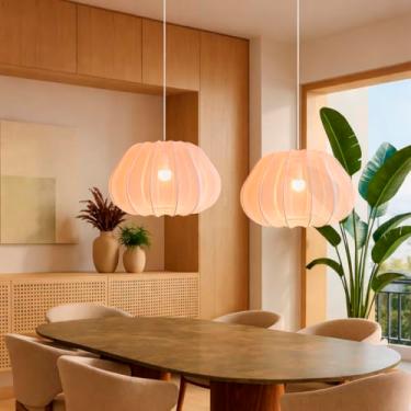 Imagem de 2 Pendente Luminária Balloon Em Tecido Transparente Tec12