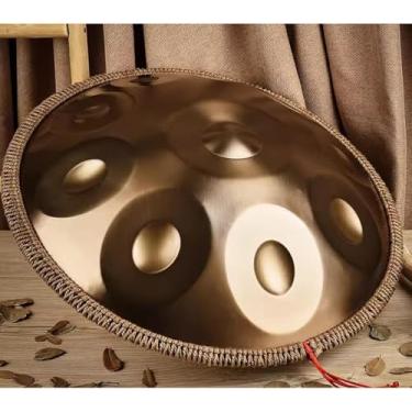 Imagem de Tambor De Língua De Aço, 22 Polegadas 9notes/10notes Handpan Tank Drum Kit, D Minor Instrumento De Percussão Para Yoga, Meditação, Educação Musical, Gold, 22Inch 10Notes