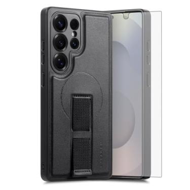 Imagem de Asuwish Capa de celular para Samsung Galaxy S25 Ultra 5G com protetor de tela magnético e alça Wrise Suporte rígido de carregamento sem fio S25Ultra 25S S 25 25Ultra 6.9 2025 feminino masculino preto