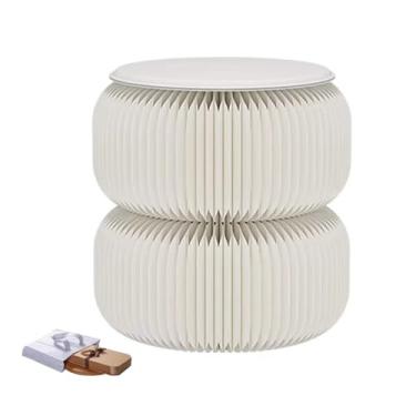 Imagem de Folding Paper Stool Tamborete de papel dobrável portátil, sofá em forma de nuvem criativa e cadeira de lazer, usado para mesa de centro e armazenamento(White,38x40cm/14.96x15.74in)