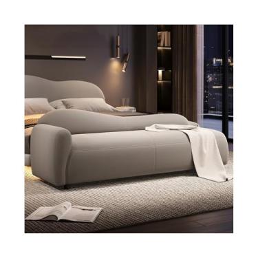 Imagem de KEG801302 Banqueta de cabeceira de quarto moderno sofá espreguiçadeira pequena banco de apartamento estilo creme banco de sofá simples decorativo (cinza claro, pequeno)