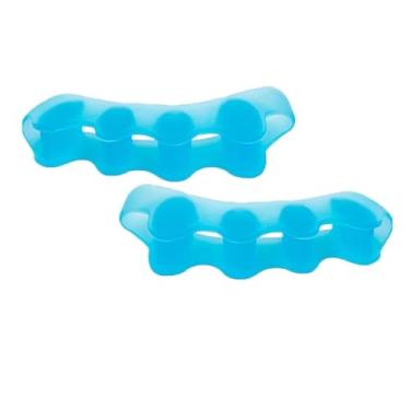 Imagem de 1 par de separador de dedo de silicone corretor de joanete corretor de dedo do pé corretor de dedo do pé material de silicone macio ferramenta de separação dos dedos dos pés (azul)