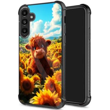 Imagem de JHYYTUJTYP Capa para Galaxy S25 FE, textura de pneu antiderrapante, capa protetora de TPU macio à prova de choque antiarranhões para Samsung Galaxy S25 FE 6,7 polegadas 2025, vaca fofa no campo de