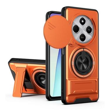Imagem de SORAKA Capa para Xiaomi Redmi 14C 4G com suporte,proteção de lente com janela e capa dupla de PC e TPU compatível com suporte magnético para carro