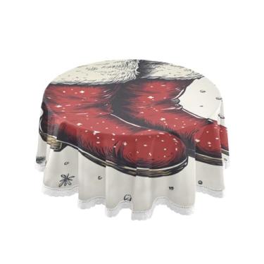 Imagem de Qilmy Toalha de mesa redonda de palmeira de treliça verde, 152 cm, resistente à água, à prova de derramamento, capa de mesa grande para jantar de reunião de família em ambientes internos e externos