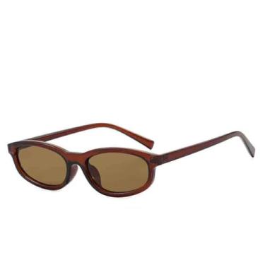 Imagem de Óculos de Sol Femininos e Masculinos com Armação Oval Pequena em Cor Jelly, Proteção UV400, Ideais para Esportes ao Ar Livre, Corrida e Ciclismo, Cor Marrom Chá