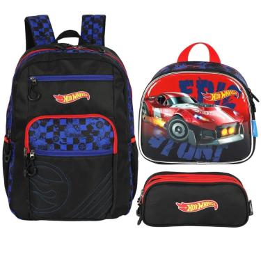 Imagem de Kit Mochila Lanch Estojo Escolar Menino Bolsa Hot Wheels-Masculino