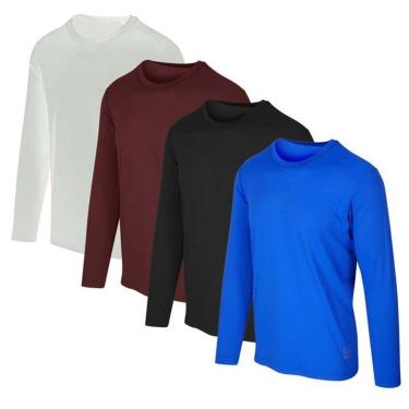 Imagem de Kit com 4 Camisetas Masculinas UV Proteção Solar UV40+ Slim Fitness - Azul Royal - EGG - Homem-Masculino