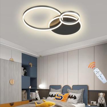 Imagem de Luminária de teto LED moderna e regulável, 54W, com 3 anéis, em acrílico, para instalação embutida, com controle remoto, ideal para sala de estar, quarto, cozinha, corredor e sala de jantar