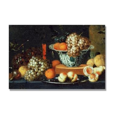 Imagem de Arte em tela vintage de frutas mortas, pintura clássica de cozinha country, decoração de parede de casa de fazenda quente para sala de jantar e cozinha. C16. 50 x 75 cm-19,7 x 29,6 pol. Somente tela