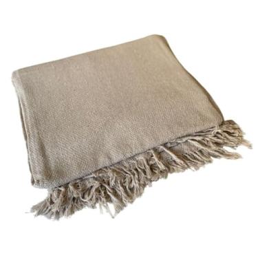 Imagem de Manta Decorativa para Sofá ou Cama Casal 210x120cm 100% Algodão Macia (Areia)