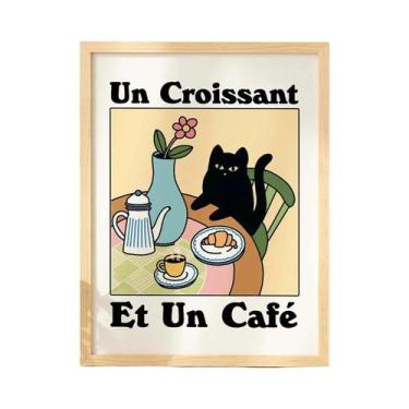 Imagem de Pôster De Gato Preto Com Impressão De Café, Arte De Cozinha, Feito À M
