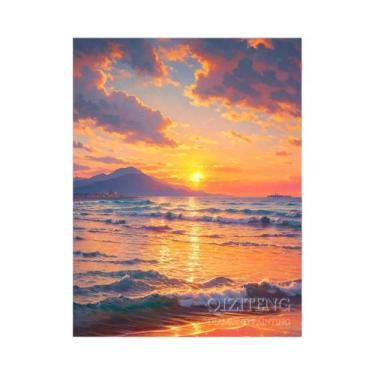 Imagem de Paisagem De Praia 5D DIY Bordado Com Diamantes Kits De Pintura Complet