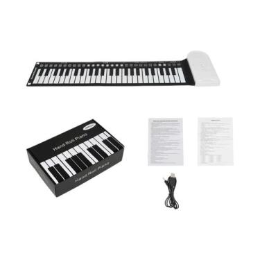 Imagem de Piano Eletrônico Portátil Dobrável De Silicone Com 49 Teclas Para Inic