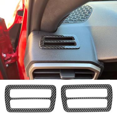 Imagem de BORUIEN Para Toyota Tacoma 2024 2025 acessórios interiores console central moldura lateral decoração capa de acabamento superior ar condicionado capa de ventilação ABS (grão de fibra de carbono)