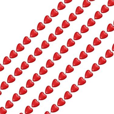 Imagem de blinkee Pacote com 12 colares de contas de coração vermelho, mini berloques leves de 83 cm, ideal para o dia dos namorados e ocasiões românticas
