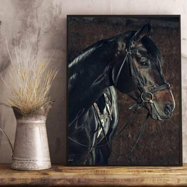 Imagem de Quadro Decorativo Cavalo Perfil 33X24 C/Vidro Madeira Preta