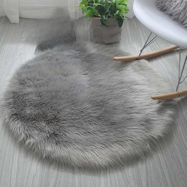 Imagem de Tapete Felpudo Redondo para Decoração Sofisticada e Fotos Incríveis em Casa(Cinza,PP (30cmx30 cm))