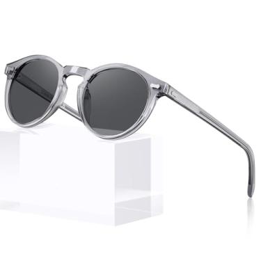 Imagem de Óculos de Sol CARFIA Masculino - Redondo Retrô Clássico em Acetato com Lentes Polarizadas