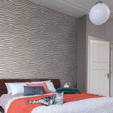 Imagem de Papel De Parede African Queen III Animal Print Branco/Cinza