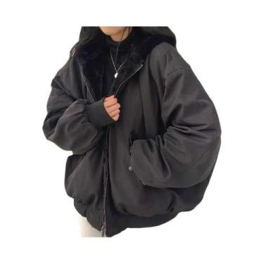 Imagem de Parka Feminina De Inverno Quente E Grossa Com Capuz Dupla Face De Lã C