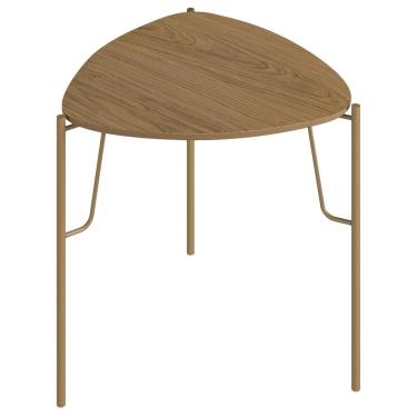 Imagem de Mesa Lateral Para Sala de Estar Alta Pés Industrial Dourado Alef I03 Louro - Lyam Decor