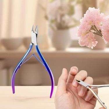 Imagem de Alicate de cutícula e ferramentas de unhas com acabamento brilhante - Aparador de revestimento fino, cortador de fivela dupla com aderência confortável - removedor e cortador de cutículas (azul, 1
